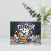 ハロウィーントリックまたは子どもの治療 ポストカード (スタンド正面)