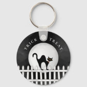 ハロウィーントリックまたは怖不気味い黒猫を扱う キーホルダー (正面)