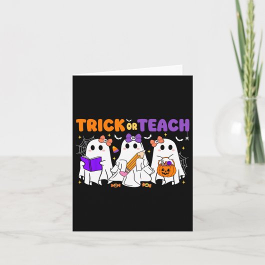 ハロウィーントリックまたは教えレトロ先生の学生 カード (正面)