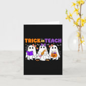 ハロウィーントリックまたは教えレトロ先生の学生 カード (黄色い花)