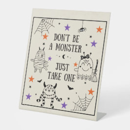 ハロウィーントリックまたは治療だけで1つのポーチキャンディを取る 台座サイン