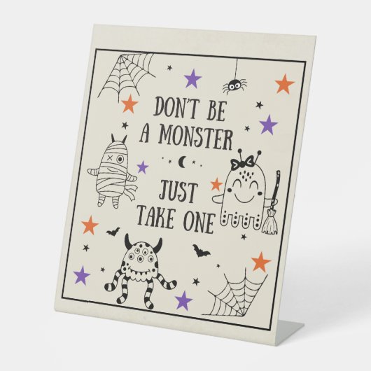 ハロウィーントリックまたは治療だけで1つのポーチキャンディを取る 台座サイン (正面)