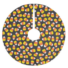 ハロウィーントリックまたは治療キャンディコーンパターンブラック ブラッシュドポリエステルツリースカート