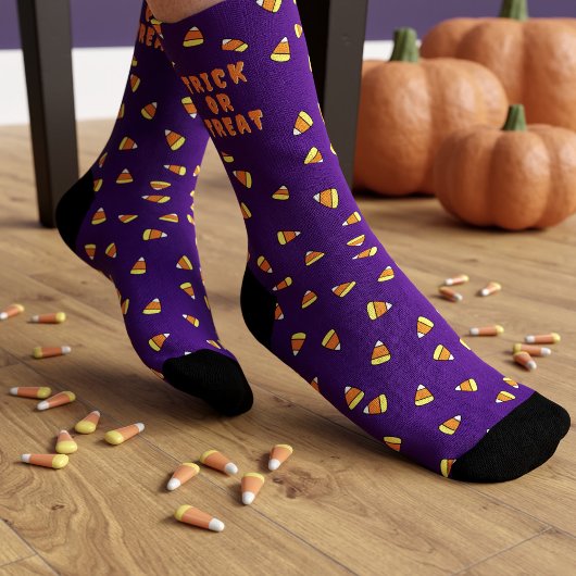ハロウィーントリックまたは治療キャンディコーン柄ソックス ソックス