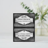 ハロウィーントリッツフードテントカード – グレー&ブラック ポストカード (スタンド正面)