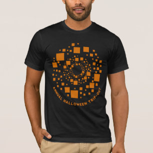 ハロウィーントリップアウトオレンジブラックサークルスクウェア Tシャツ