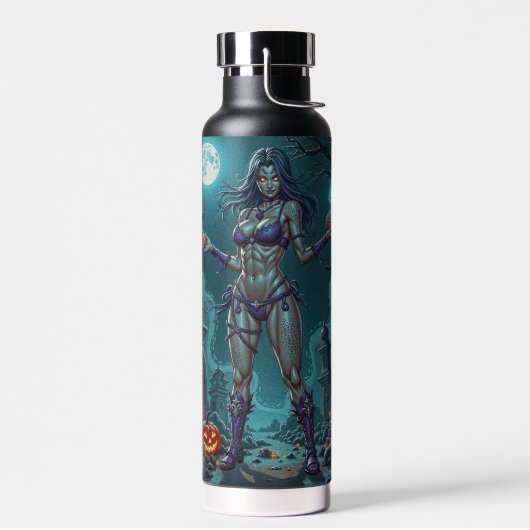 ハロウィーントリートまたはゾンビガールフレンドw脳 ウォーターボトル (左面)