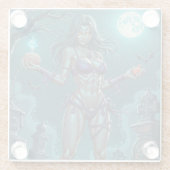 ハロウィーントリートまたはゾンビガールフレンドw脳 ガラスコースター (裏面)