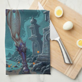 ハロウィーントリートまたはゾンビガールフレンドw脳 キッチンタオル (四つ折り)