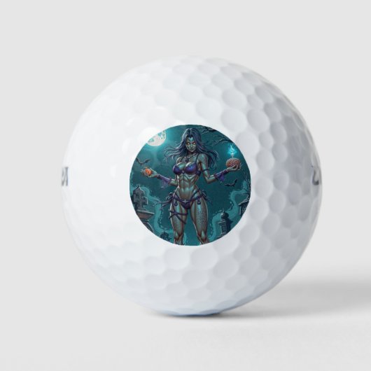 ハロウィーントリートまたはゾンビガールフレンドw脳 ゴルフボール (正面)