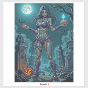 ハロウィーントリートまたはゾンビガールフレンドw脳 シール