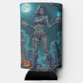 ハロウィーントリートまたはゾンビガールフレンドw脳 スリム缶クーラー (裏面)