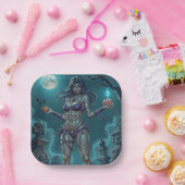 ハロウィーントリートまたはゾンビガールフレンドw脳 ペーパープレート (パーティー)