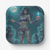 ハロウィーントリートまたはゾンビガールフレンドw脳 ペーパープレート (正面)