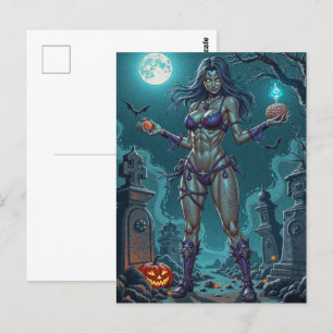 ハロウィーントリートまたはゾンビガールフレンドw脳 ポストカード