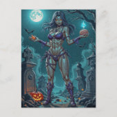 ハロウィーントリートまたはゾンビガールフレンドw脳 ポストカード (正面)