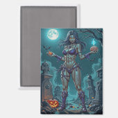 ハロウィーントリートまたはゾンビガールフレンドw脳 マグネット (正面/裏面)