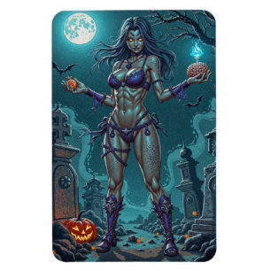 ハロウィーントリートまたはゾンビガールフレンドw脳 マグネット