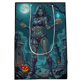 ハロウィーントリートまたはゾンビガールフレンドw脳 ミディアムペーパーバッグ (裏面)