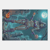 ハロウィーントリートまたはゾンビガールフレンドw脳 ラッピングペーパーシート (正面3)