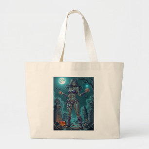ハロウィーントリートまたはゾンビガールフレンドw脳 ラージトートバッグ