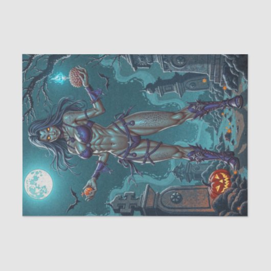 ハロウィーントリートまたはゾンビガールフレンドw脳 薄葉紙 (正面)