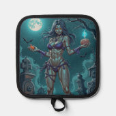 ハロウィーントリートまたはゾンビガールフレンドw脳 鍋敷き (正面)