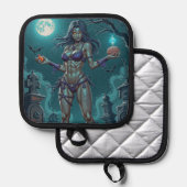 ハロウィーントリートまたはゾンビガールフレンドw脳 鍋敷き (正面/裏面)