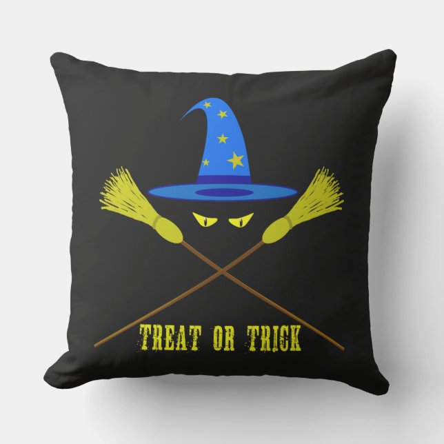 ハロウィーントリートまたはトリックブラック クッション (正面)