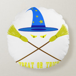 ハロウィーントリートまたはトリックブラック ラウンドクッション