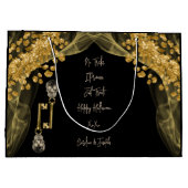 ハロウィーントリートグリッター&金ゴールド不気味スカル ラージペーパーバッグ (裏面)