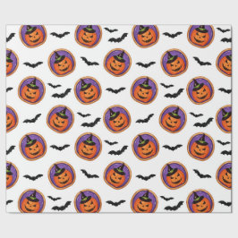 ハロウィーントリートジャックオランタンクッキー&こうもり ラッピングペーパー