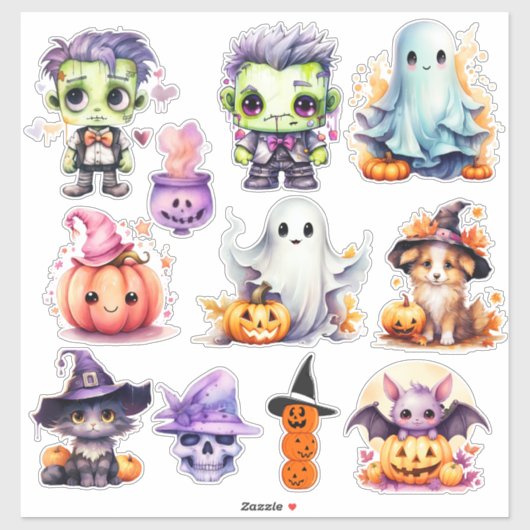 ハロウィーントリートステッカー、かわいいスポックビニールシール シール (シート)