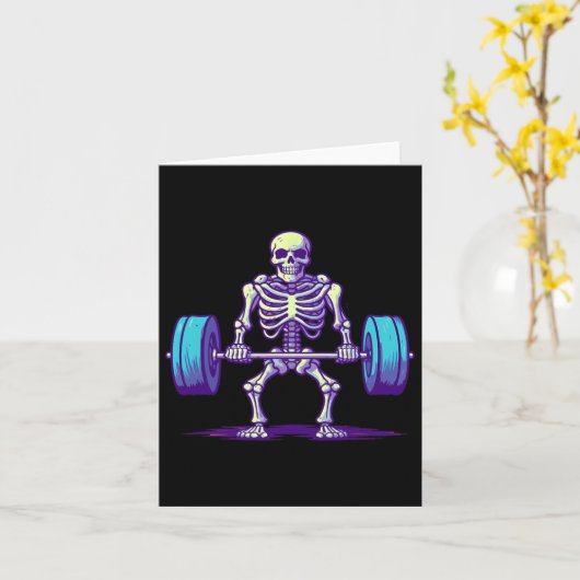 ハロウィーントレーニングのおもしろい衣装のデッドリフト骨格 カード (黄色い花)