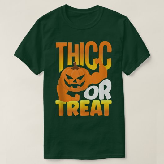 ハロウィーントレーニングカボチャ重量挙げThiccまたはT Tシャツ (デザイン正面)