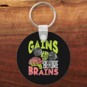 ハロウィーントレーニングゾンビウェイトリフティングゲインベフォー キーホルダー (正面)