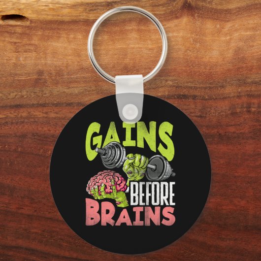 ハロウィーントレーニングゾンビウェイトリフティングゲインベフォー キーホルダー (正面)