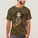 ハロウィーントワイライトゴシックの妖精のシャツ Tシャツ<br><div class="desc">ムーディなハロウィン絵を描の – 私は夕暮れ時に翼のある美しいを持っている – 彼女の手の込んだガウンのラップの中でいたずらっぽく笑いながら、大きな愛らしいジャック・オ色彩の鮮やかランタンもストライプのある。自分のオリジナル絵画アクリル。覚えておけ男性へよ – このシャツ/女性/子供/ベビーを作ったり、長袖にしたり、Tシャツやタンクトップを作ったり、色を変えたりできる！必要なのは、サイクリックズのオプションで違う「シャツのスタイルを選択すカスタマイズる」リンクだが、好きなように設定できる。それは示され最高のた通りか、暗い色で見える無地の、または黒で見える、または白で見える。すべてのシャツは大人サイズ6倍まで利用可能である – 拡張サイズのスタイルの選択肢のためのシャツスタイルオプションをスクロールする！</div>