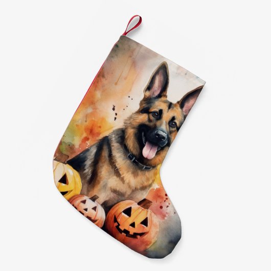 ハロウィーンドイツの羊飼いカボチャ怖い スモールクリスマスストッキング (正面 (吊り時))