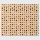 ハロウィーンドッグ顔パターン ラッピングペーパー (フラット)