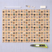 ハロウィーンドッグ顔パターン 薄葉紙 (クラフト)