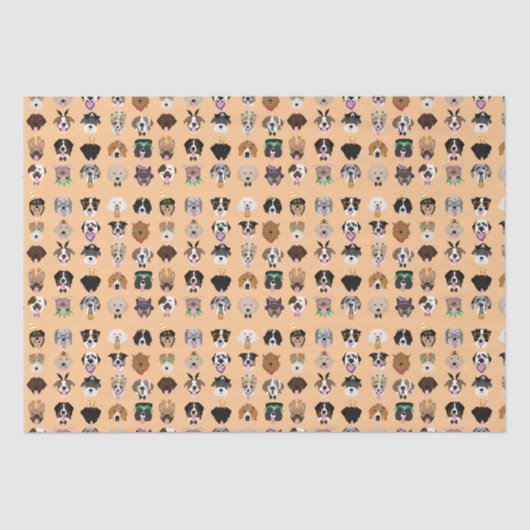 ハロウィーンドッグ顔パターン 薄葉紙 (正面)