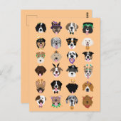 ハロウィーンドッグ顔 ポストカード (正面/裏面)