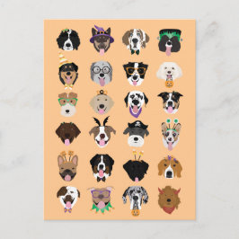 ハロウィーンドッグ顔 ポストカード