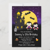 ハロウィーンドファンシーレス誕生日ヴァンパイレスパープル 招待状 (正面)