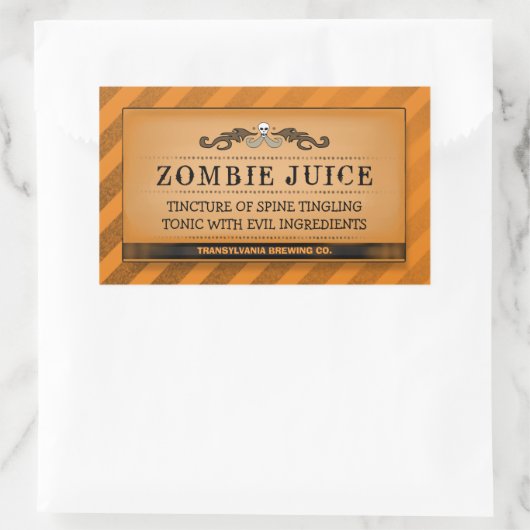 ハロウィーンドリンクまたはトリートラベルオレンジストライプ色の大 長方形シール (バッグ)