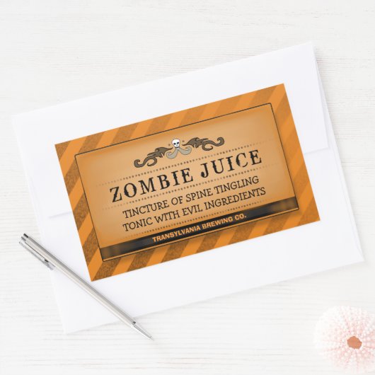 ハロウィーンドリンクまたはトリートラベルオレンジストライプ色の大 長方形シール (封筒)