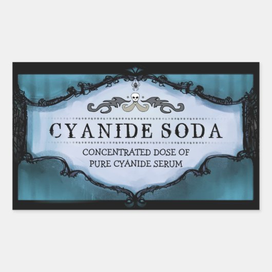 ハロウィーンドリンクまたはトリートラベル大 – 怖い青 長方形シール (正面)