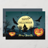 ハロウィーンナイトお祝い、カーニバルファンタジームーン 招待状 (正面/裏面)