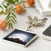 ハロウィーンナイトとカボチャ&飛んでいるこうもり キーホルダー (側面)